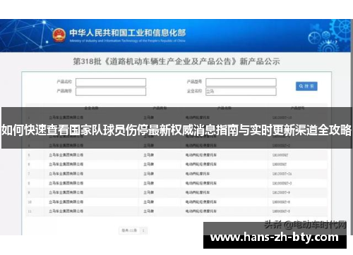 如何快速查看国家队球员伤停最新权威消息指南与实时更新渠道全攻略 如何快速查看国家队球员伤停最新权威消息指南与实时更新渠道全攻略